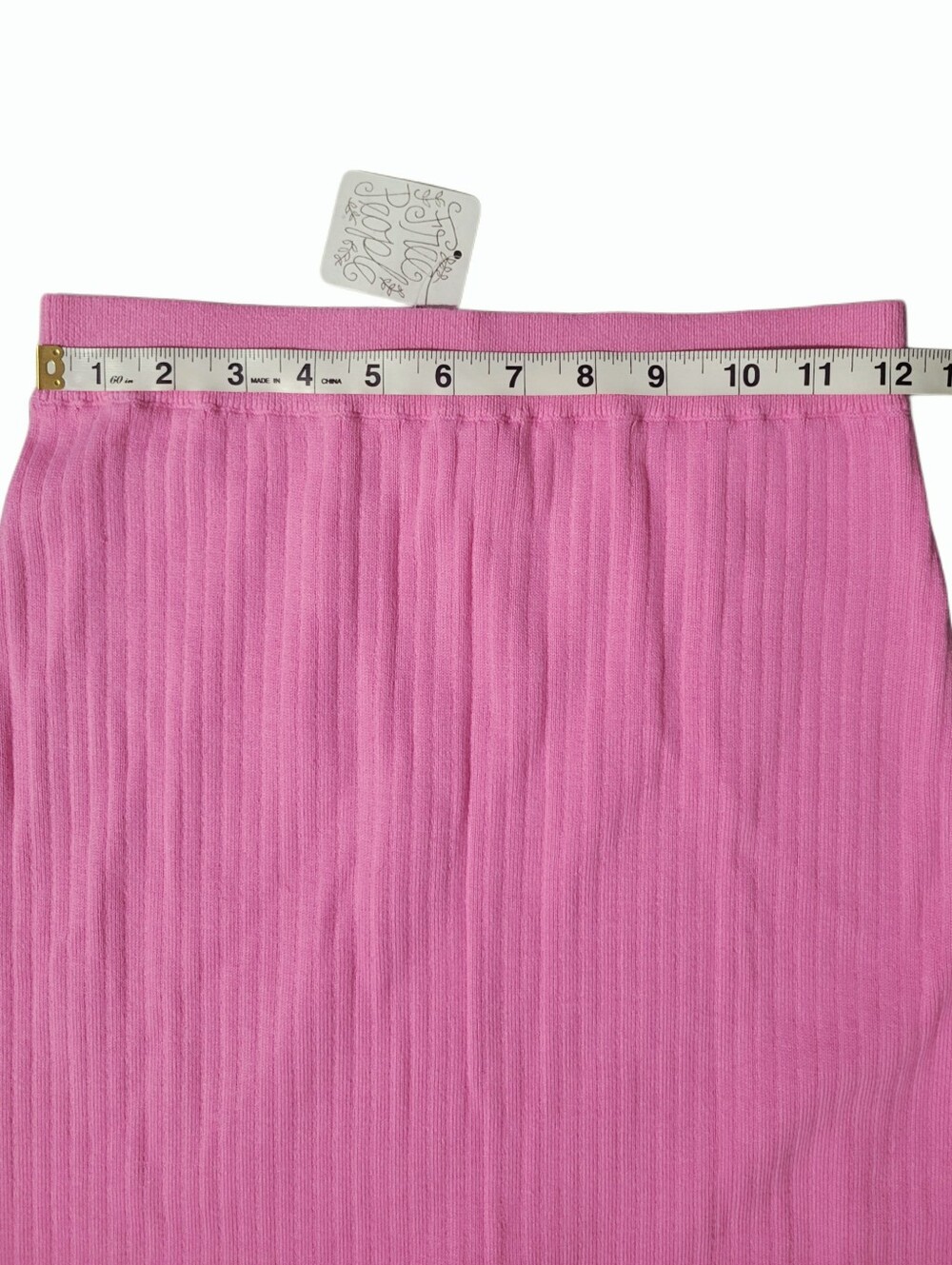 Free People Skyline Pink Midi Ribbed Knit Pencil Skirt NWT Size Large - Picture 10 of 10